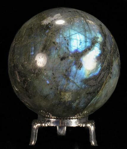 Flashy Labradorite Sphere - With Nickel Plated Stand #53576